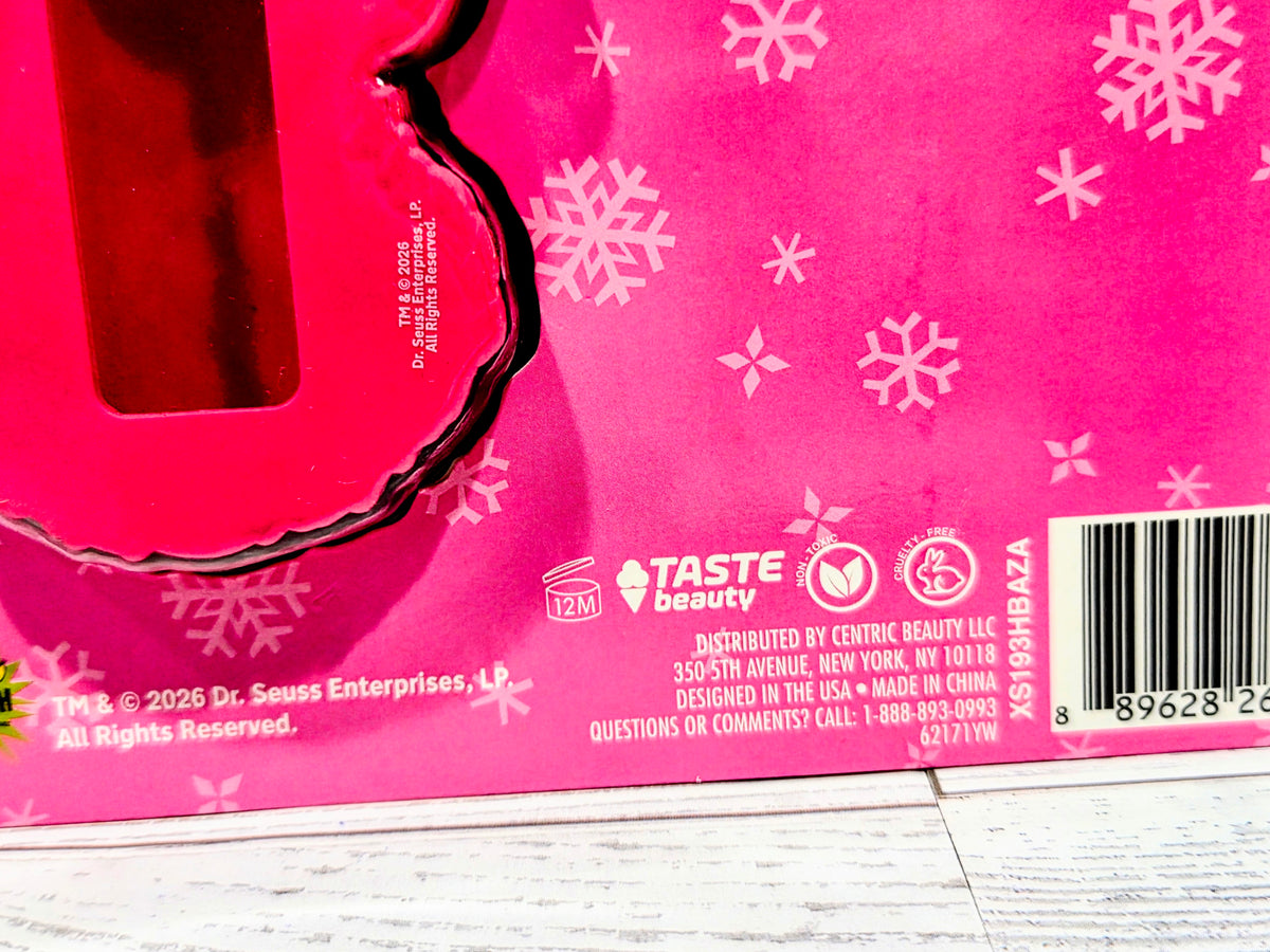 Back packaging card with barcode, keychain ring, and ingredient list
