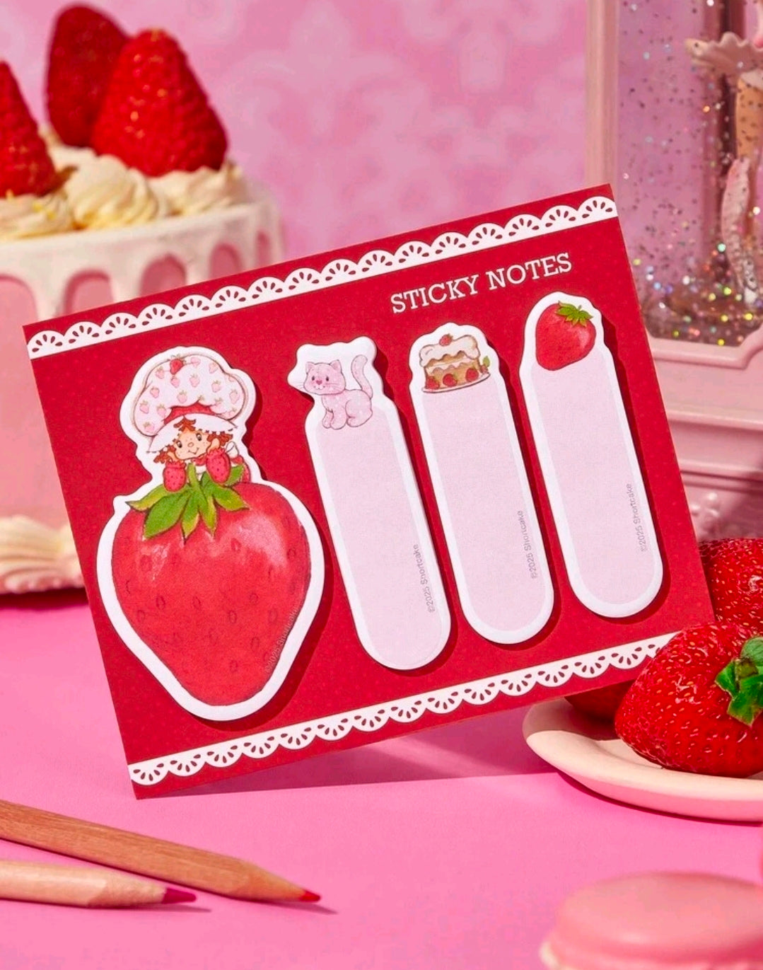 Strawberry Shortcake Sticky Notes Set 80pc Licensed Tabs Bookmark Die Cut