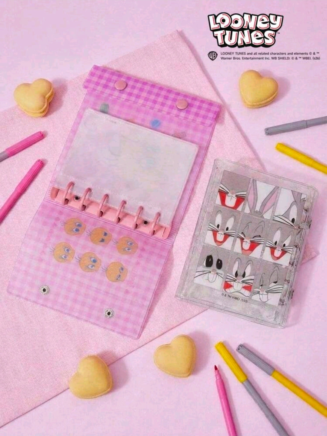 Looney Tunes A7 Transparent 6-Ring Binder 2 Snap Bugs Bunny Tweety Bird