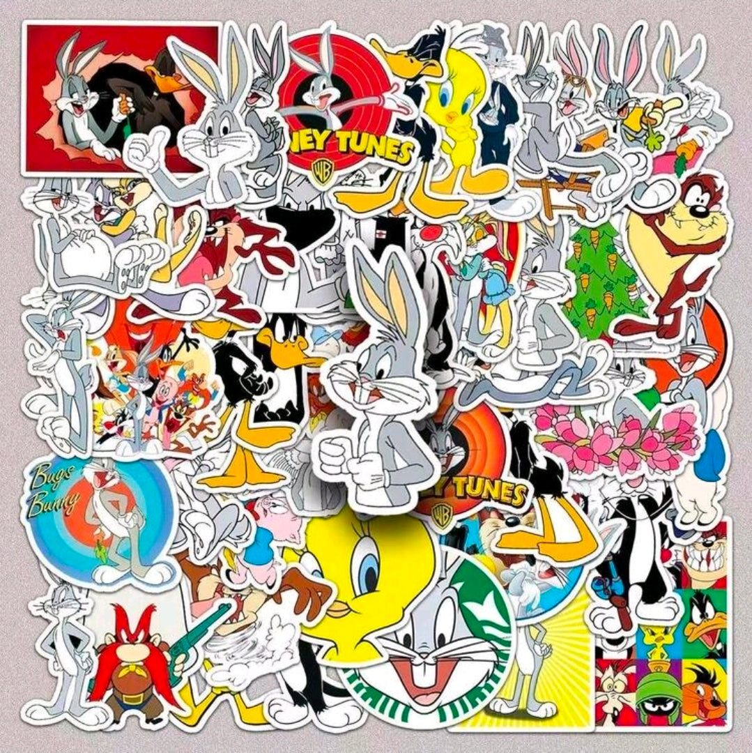 Looney Tunes vinyl decal sticker pack showing a large cluster of assorted character stickers