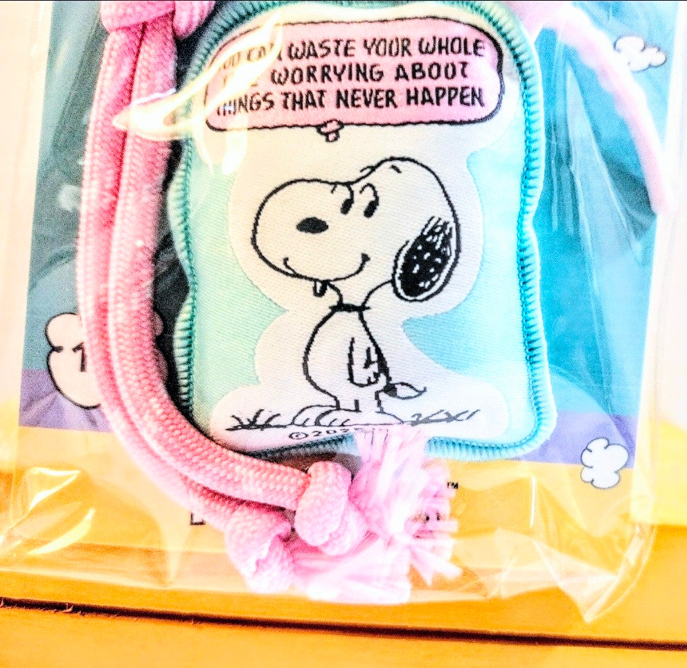 Miniso Snoopy Pillow Keychain Peanuts 4.0 Worry Quote Woodstock Charm Braided Wrist Strap Kawaii Collectible