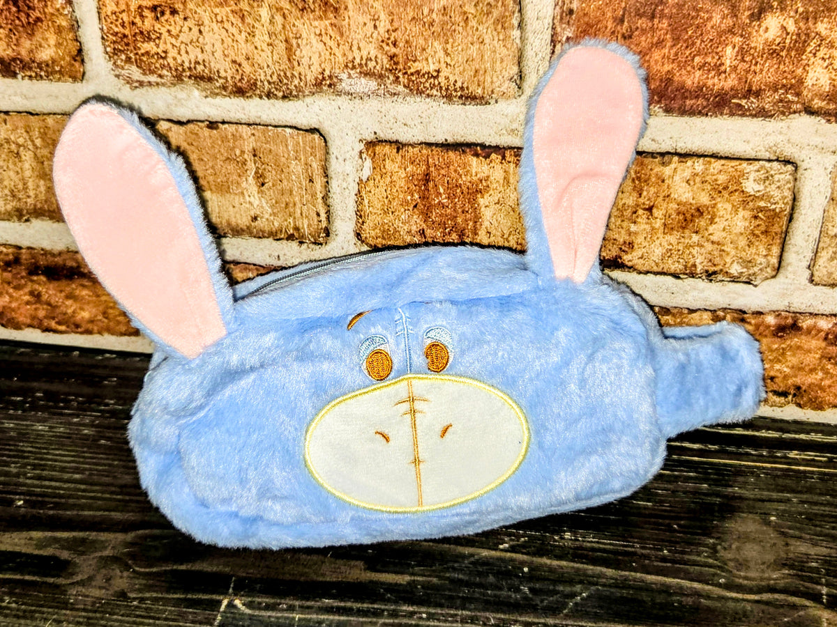 Eeyore plush zipper pouch with long ears and stitched face