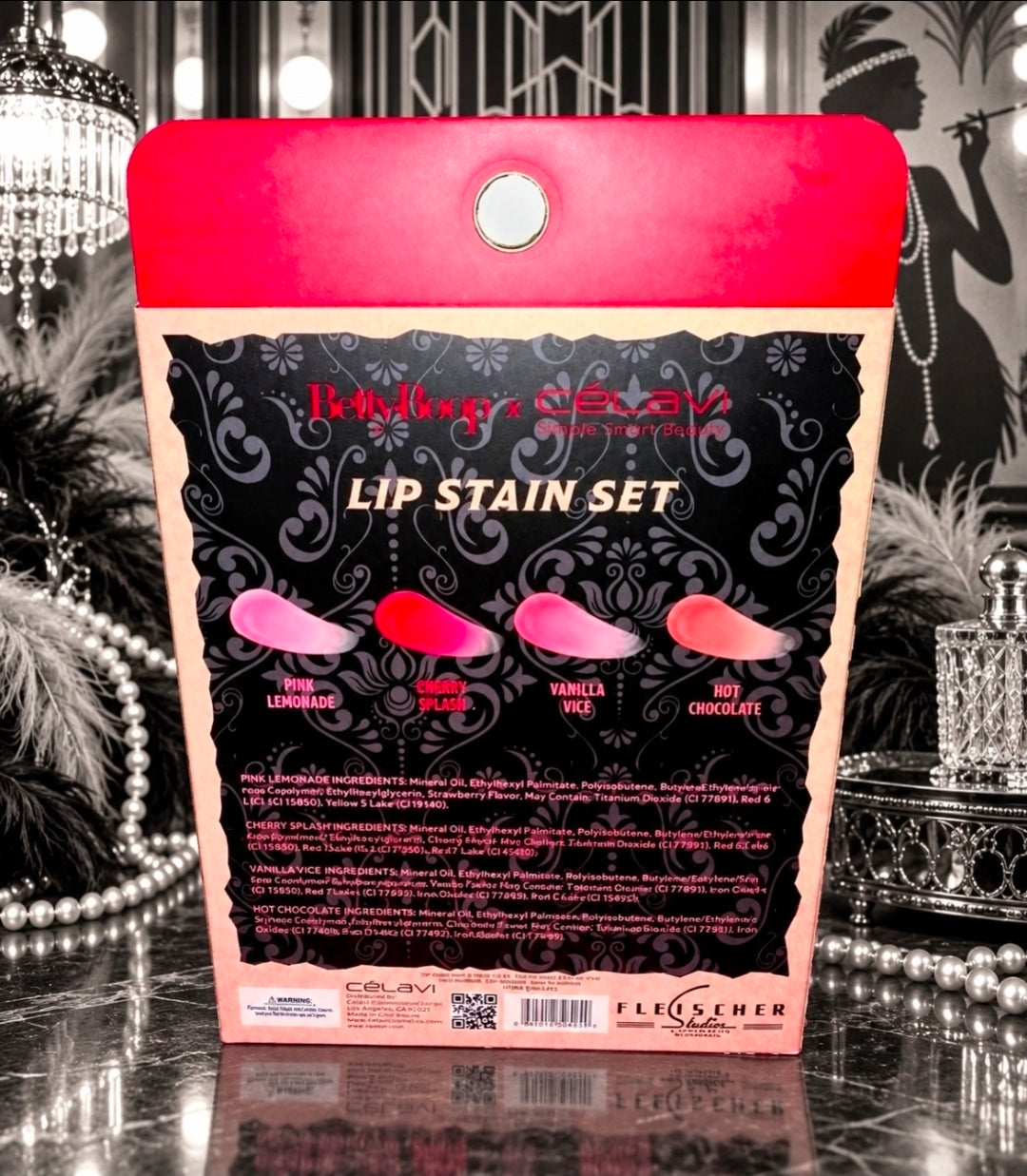 Betty Boop Celavi Biker Betty 4-Piece Lip Stain Set 4 Shades