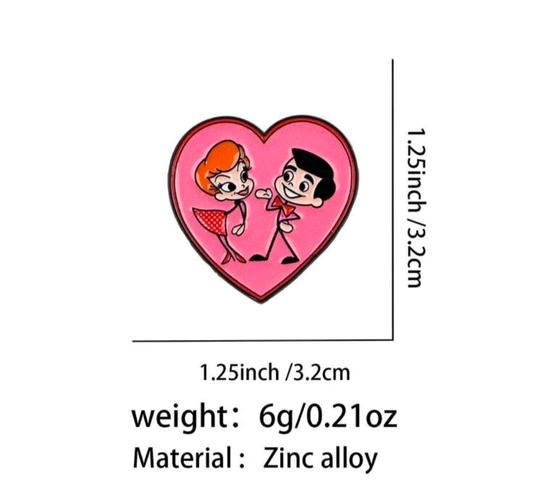 I Love Lucy 2-Piece Enamel Pin Set Heart Logo & Cartoon Lucy