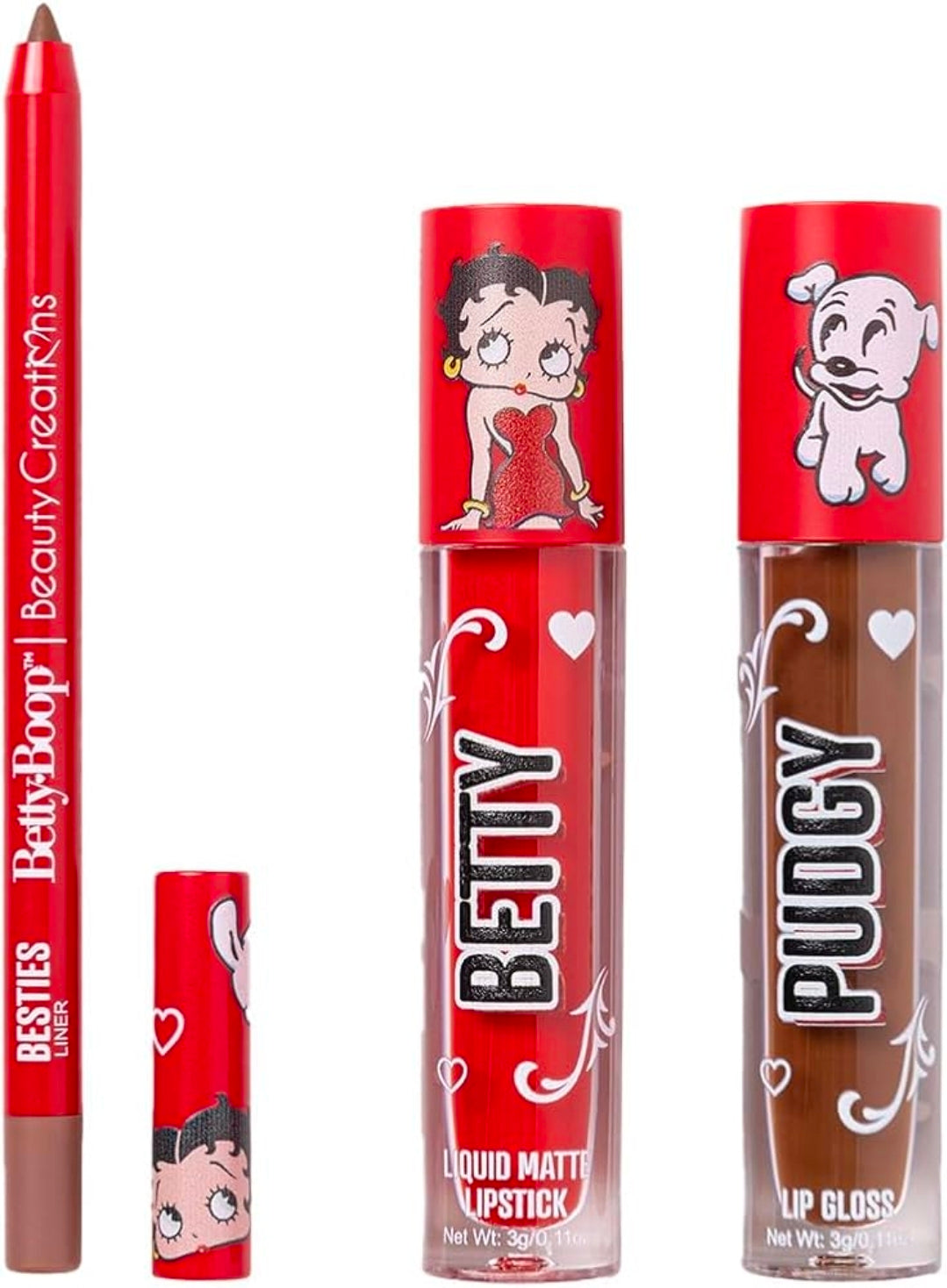 Betty Boop x Beauty Creations Besitos Cherry Scented Lip Trio Liner + Gloss