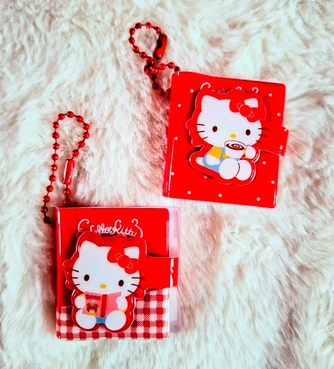 Hello Kitty mini sharing note set with 2 square red note holders and beaded red charms