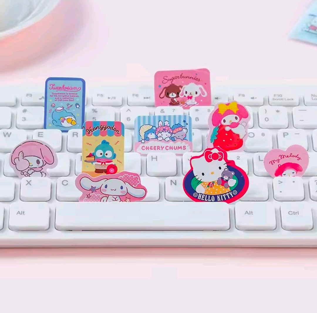 Assorted die-cut stickers featuring Hello Kitty and Cinnamoroll character designs