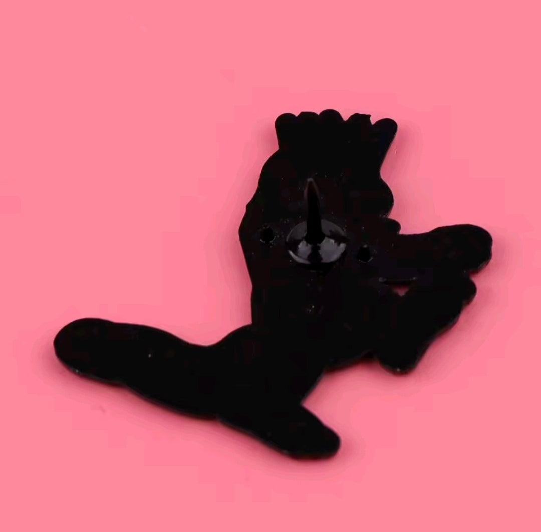 Enamel pin: black wild thing creature silhouette with horns and clawed legs