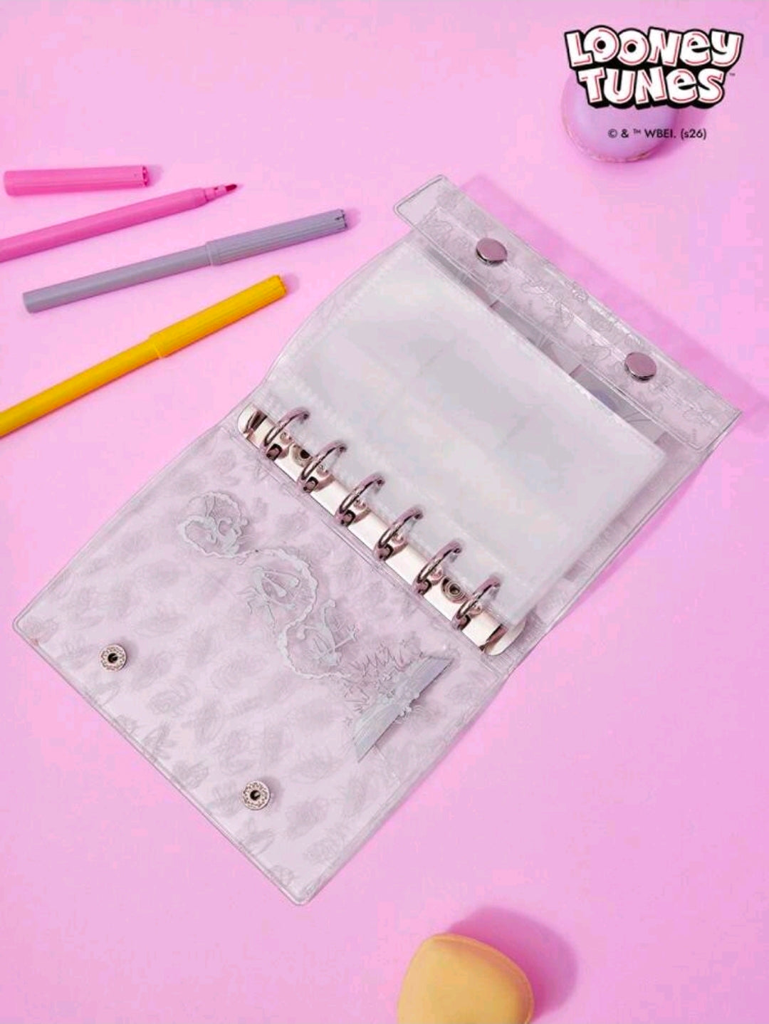 Looney Tunes A7 Transparent 6-Ring Binder 2 Snap Bugs Bunny Tweety Bird