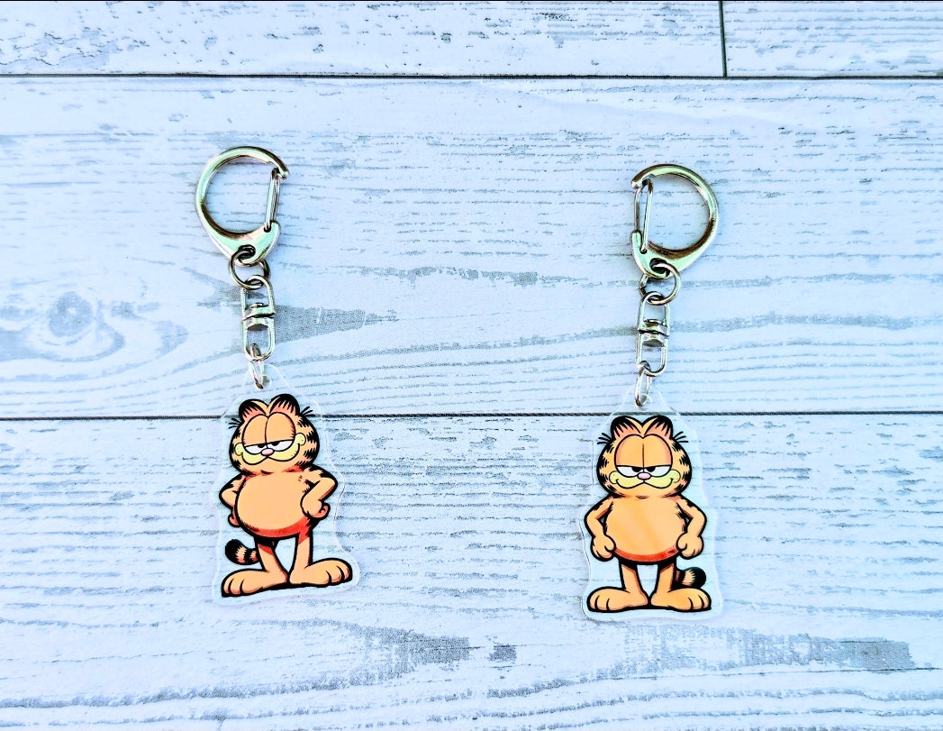 Garfield Classic Sassy Pose Clear Acrylic Keychain 2-Piece Set Retro 80s