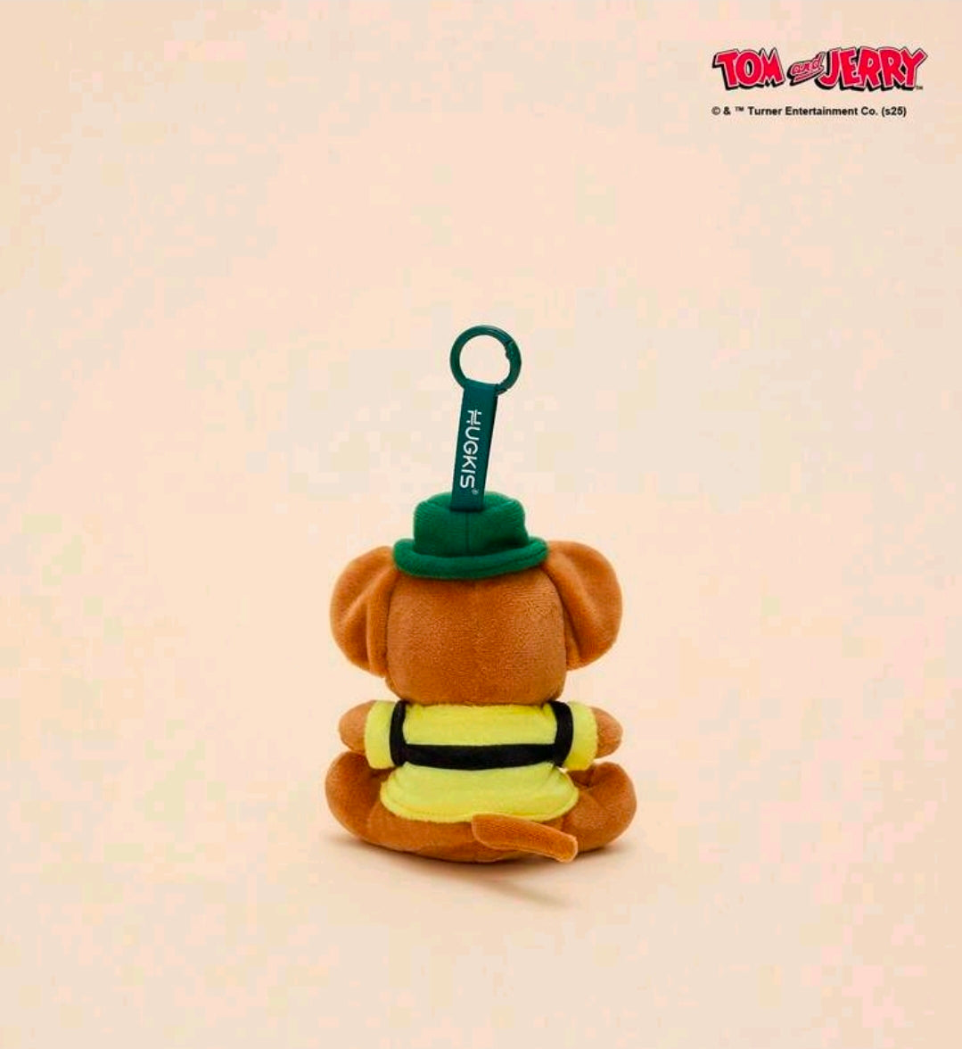 Tom & Jerry mouse mini plush keychain with green top hat and hanging loop
