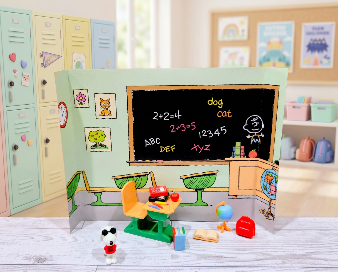 Peanuts Teeny Tinies Snoopy School House Mini Playset Joe Cool 15pc