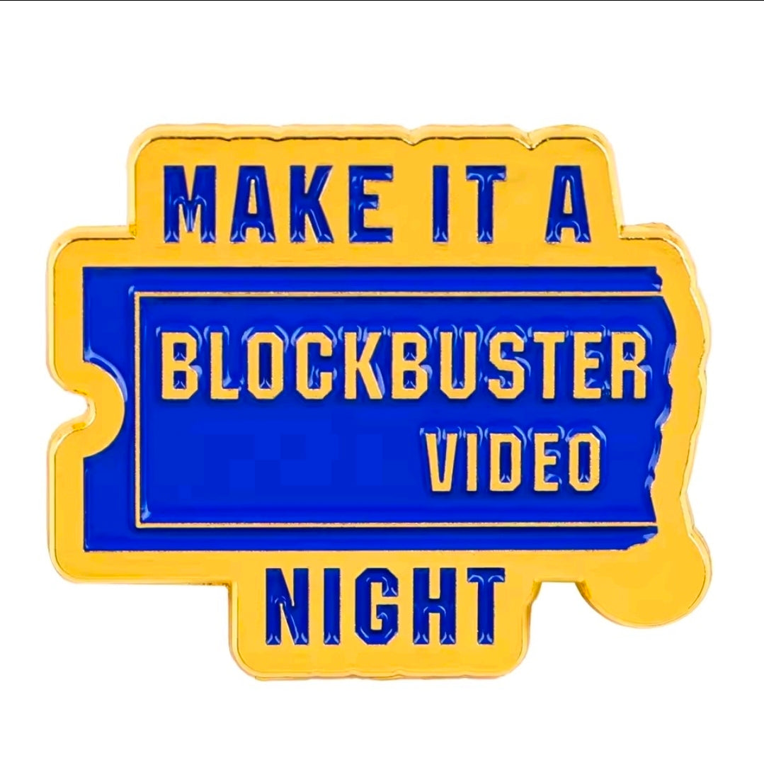 Blockbuster Video Enamel Pin Set 3pc Make It A Blockbuster Night Employee Button