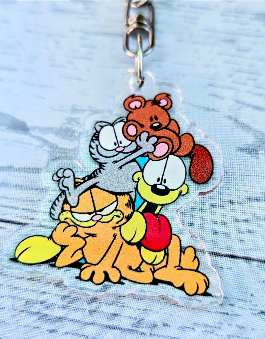 Garfield 2pc Acrylic Keychain Set Friends Odie Nermal & Lasagna Cat