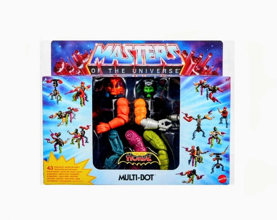 Multi-Bot action figure box with evil horde theme and images of modular robots