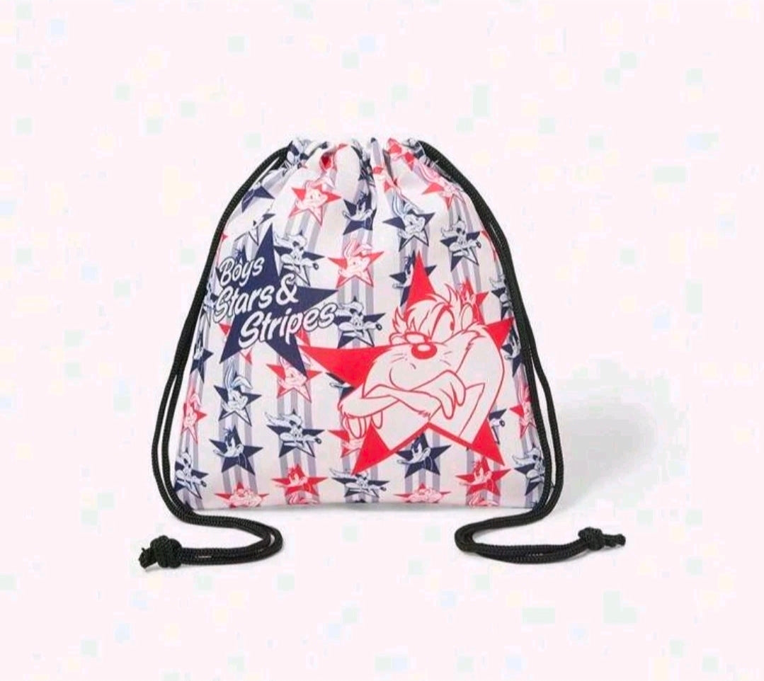 Looney Tunes Taz Patriotic Stars & Stripes Drawstring Bag