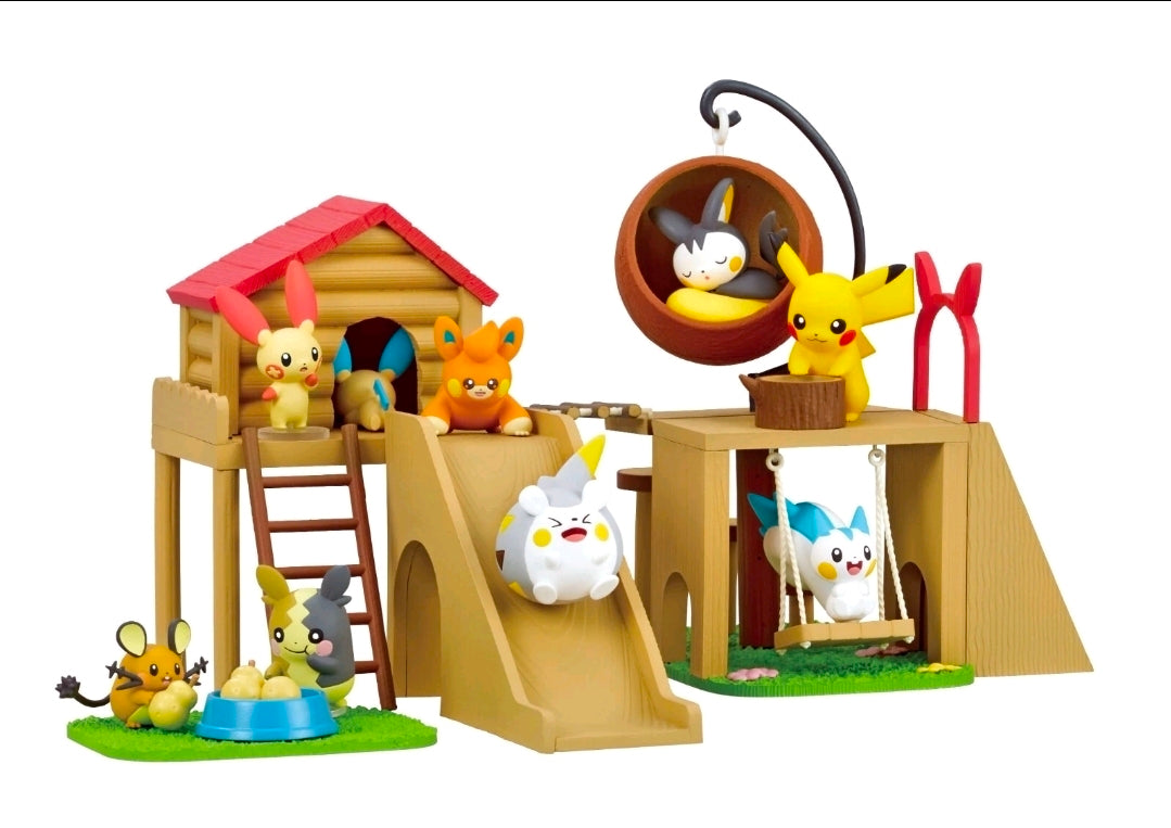 Pokemon mini figure playground playset with slides, ladders, and multiple animal figures