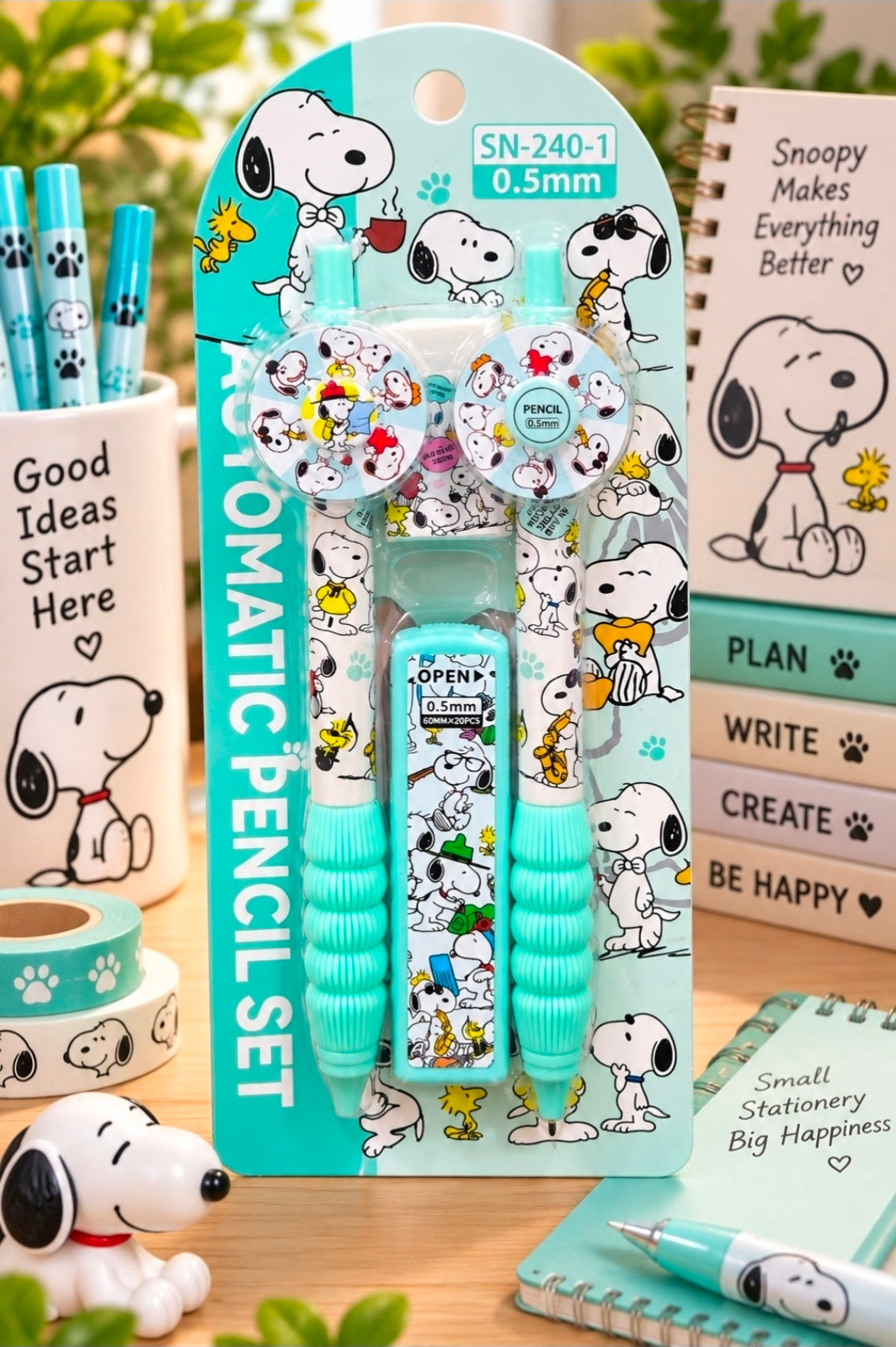 Peanuts Snoopy Green Fidget Spinner Mechanical Pencil Set 0.5mm + Lead