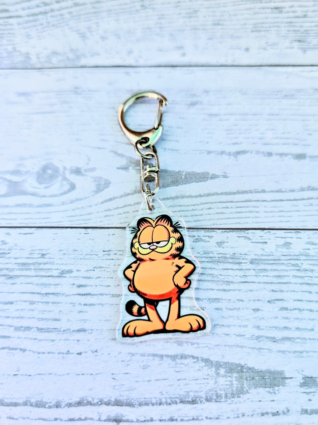 Garfield Classic Sassy Pose Clear Acrylic Keychain 2-Piece Set Retro 80s