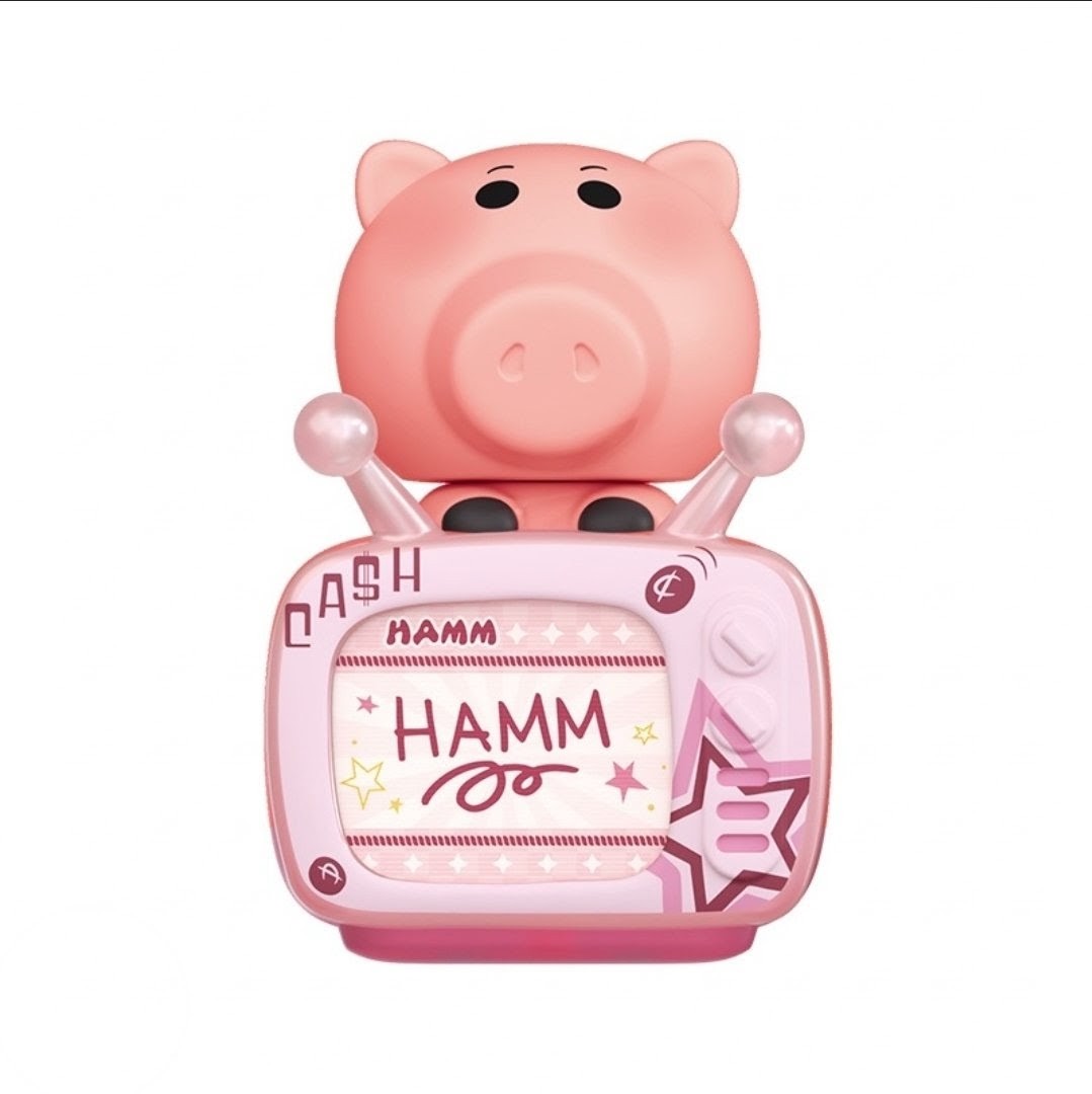 Hamm pink TV figure phone mount with a pig-shaped head
