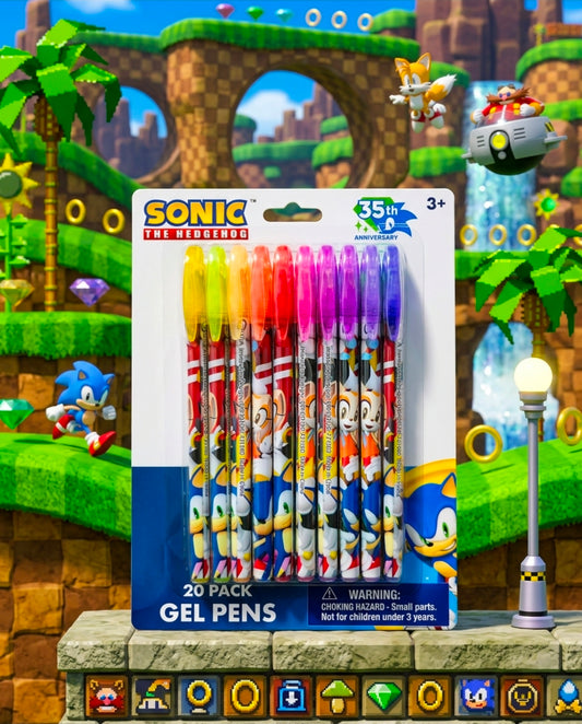 Sonic the Hedgehog 35th anniversary gel pens, 20-pack retail box by SEGA