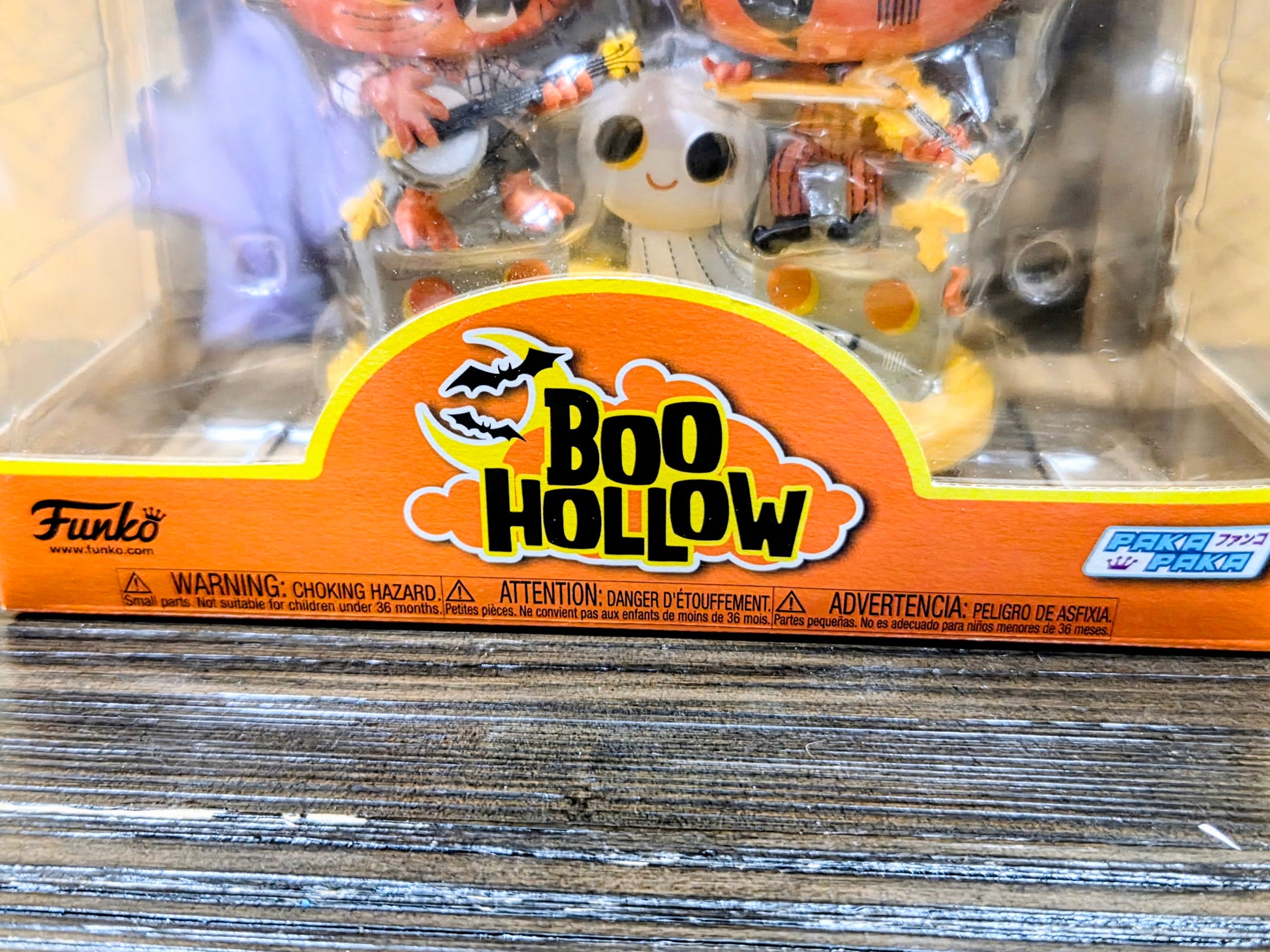 Funko Boo Hollow Phinneas & Scratch box bottom with caution label strip