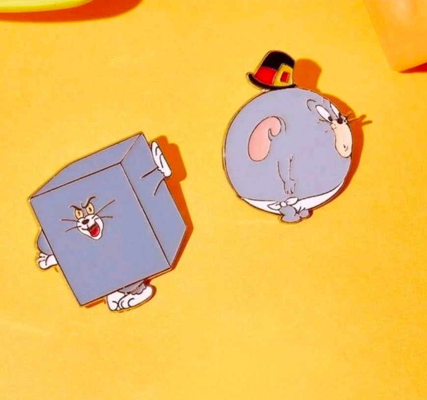 Tom & Jerry 4-Piece Cartoon Physics Hard Enamel Lapel Pin Set