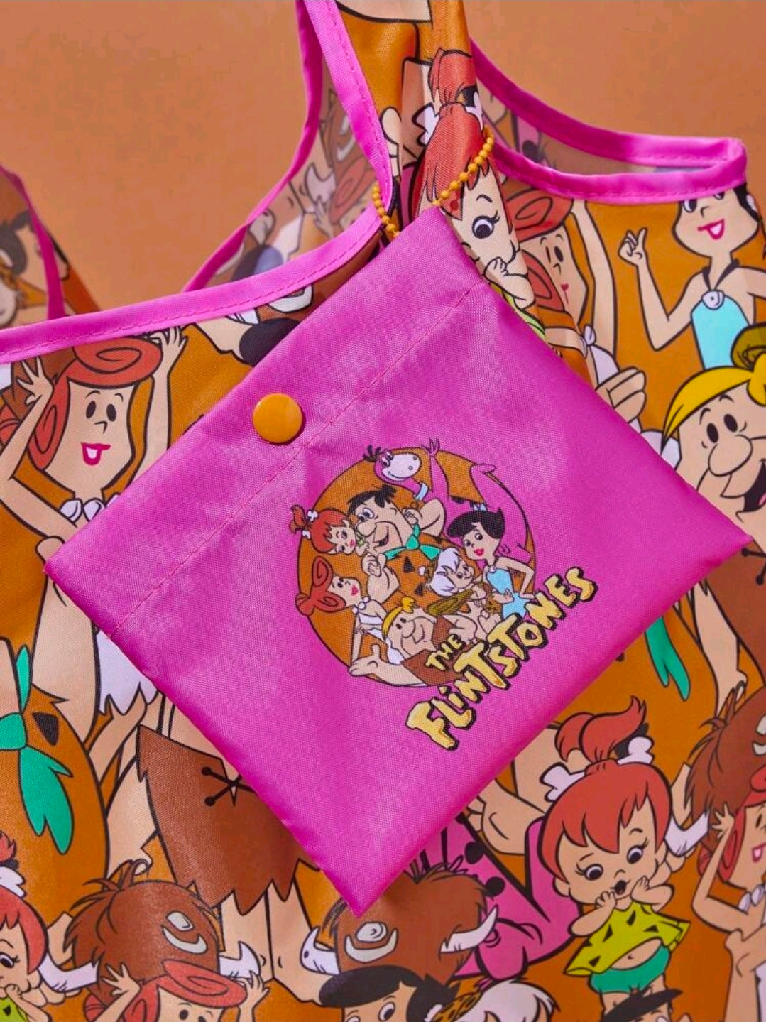 Flintstones Foldable Reusable Shopping Tote Bag Cartoon NEW