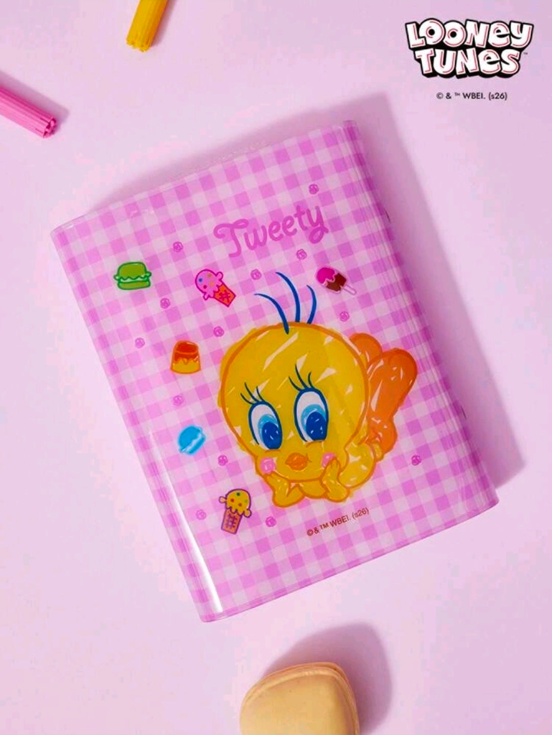 Looney Tunes A7 Transparent 6-Ring Binder 2 Snap Bugs Bunny Tweety Bird