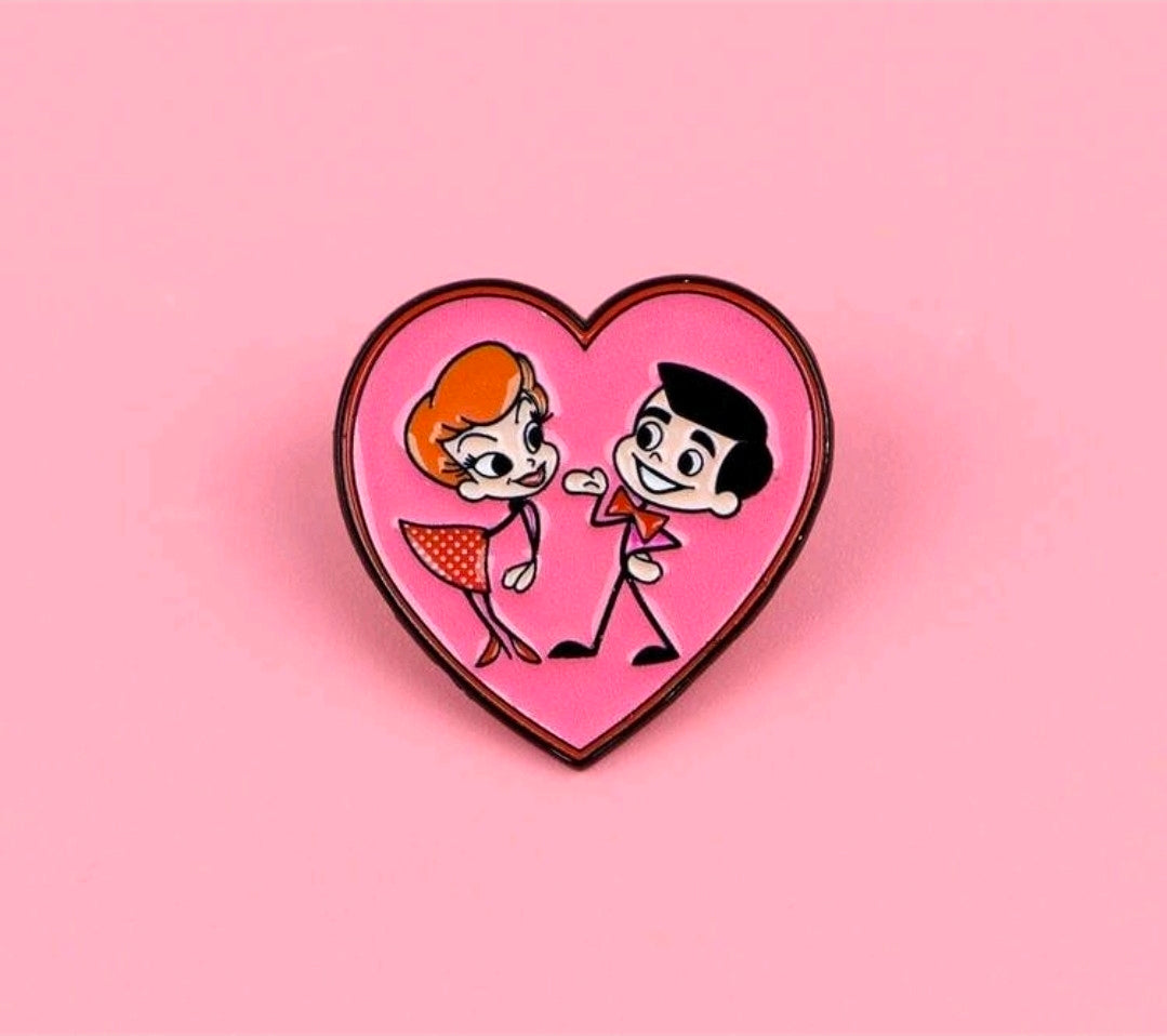 I Love Lucy 2-Piece Enamel Pin Set Heart Logo & Cartoon Lucy