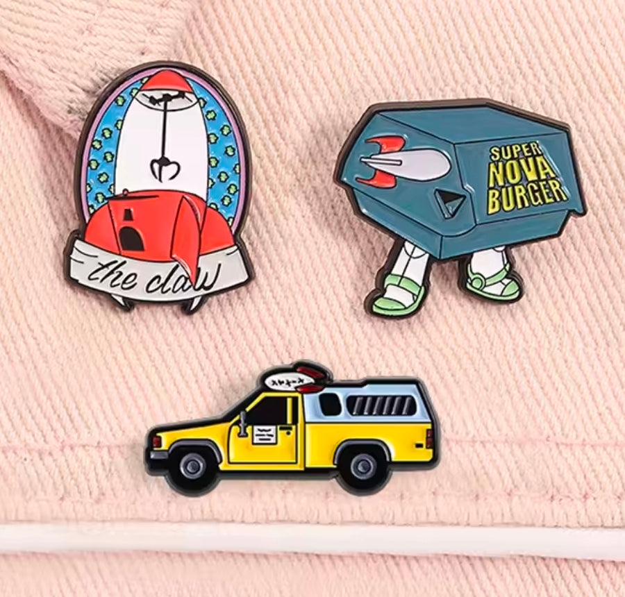 Toy Story 3-Piece Enamel Pin Set Pizza Planet Truck Alien Claw Super Nova Burger