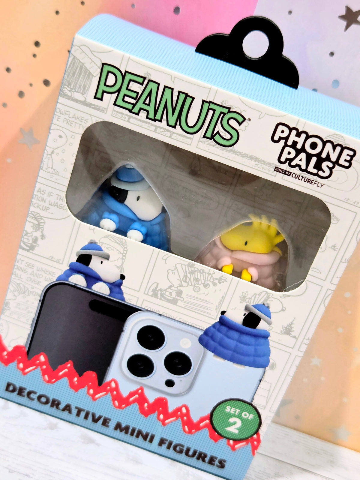 Peanuts CultureFly Phone Pals Snoopy Woodstock Winter Puffer Clip Set 2