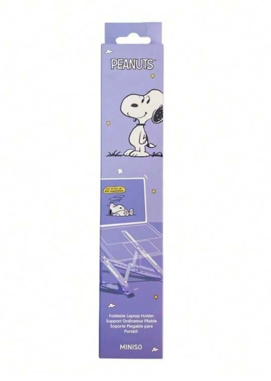 Purple PEANUTS Snoopy foldable laptop stand holder retail box package