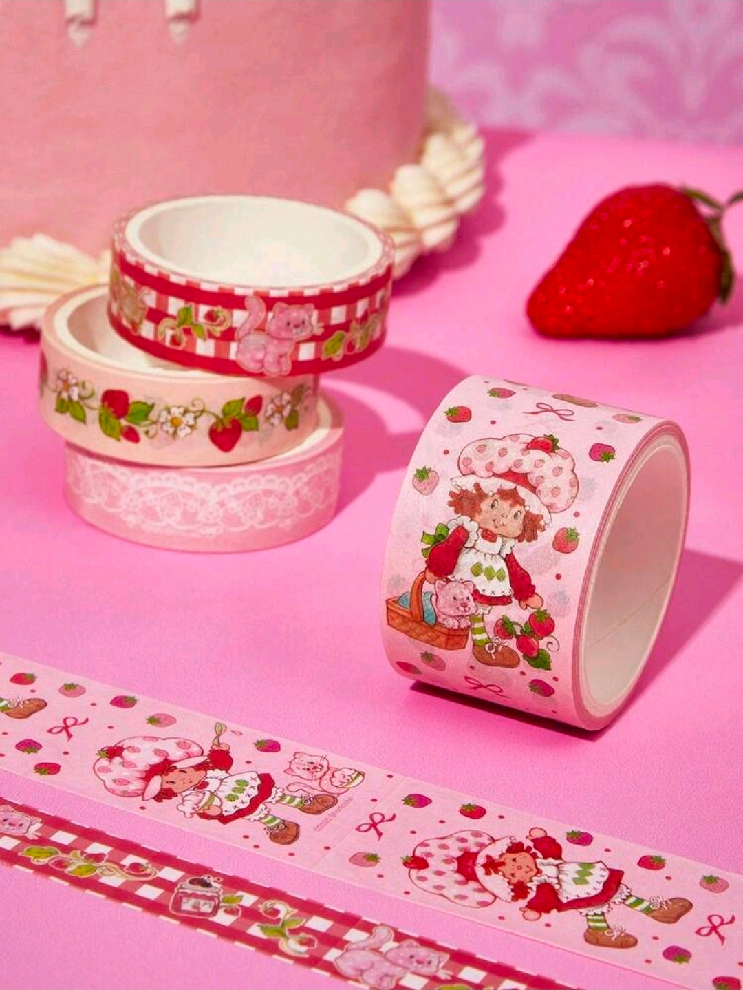 4 Rolls Strawberry Shortcake Washi Tape Set Licensed 5m Each Berry Cute