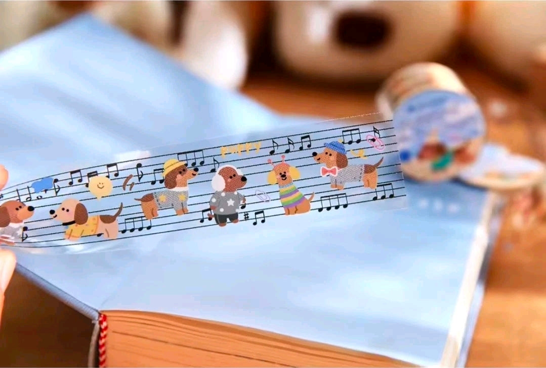 Musical Note Puppy Washi Tape Mr Paper Dachshund Dog Music PET 3cm x 2m