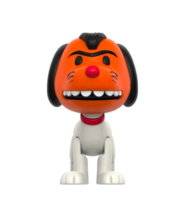 Orange dog Halloween blind box figure with black ears and red collar, white body