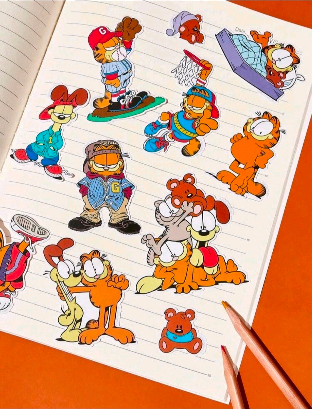 Garfield 48pc Vinyl Sticker Pack Cartoon Waterproof NEW