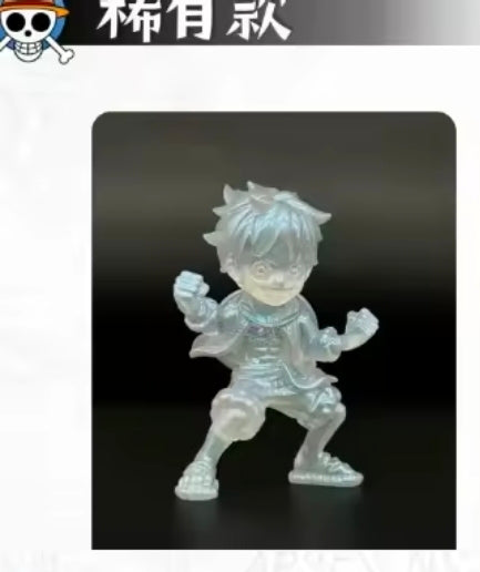 Clear blue shimmer mini figure in dynamic pose with raised fists, white-blue color