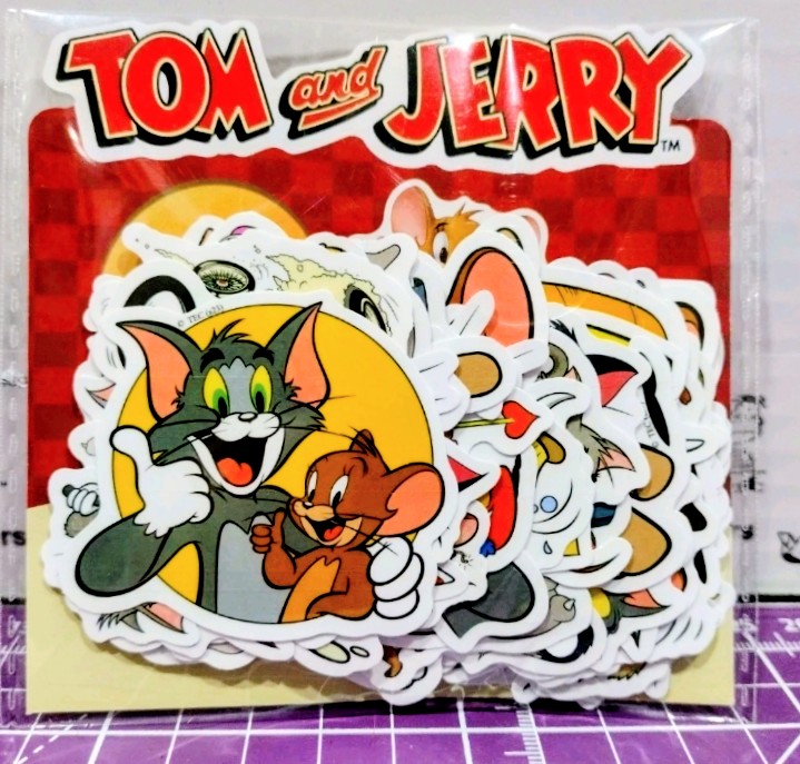 Tom and Jerry waterproof vinyl sticker pack in clear bag, multiple character decals
