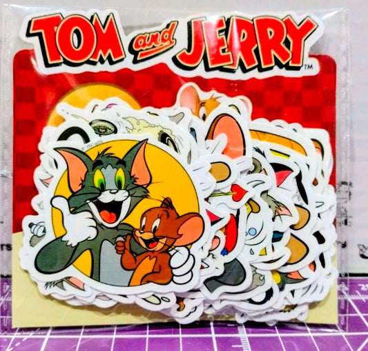 Tom and Jerry waterproof vinyl sticker pack in clear bag, multiple character decals