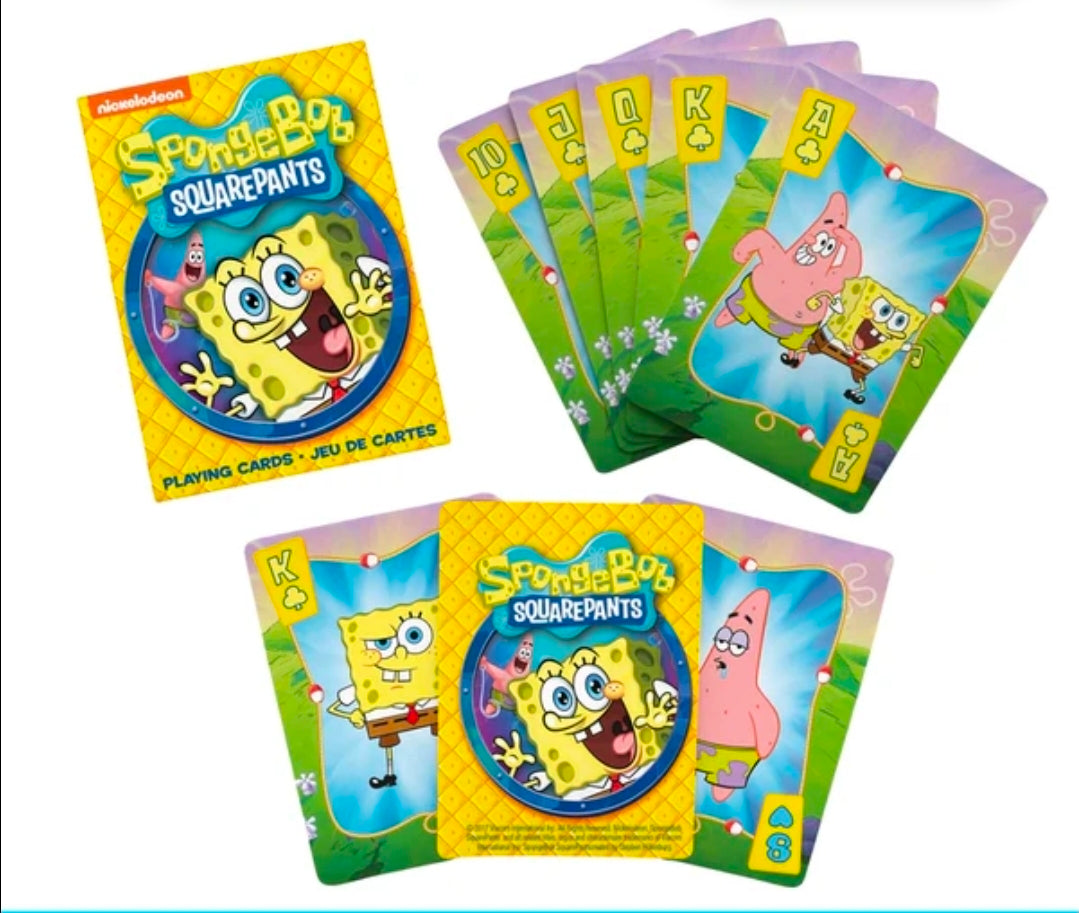 SpongeBob SquarePants playing cards deck with box and fan of character cards