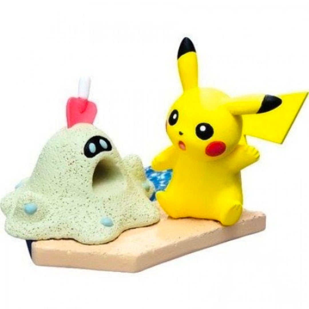 Pikachu seaside mini figure with a pale sand mound character and beige base