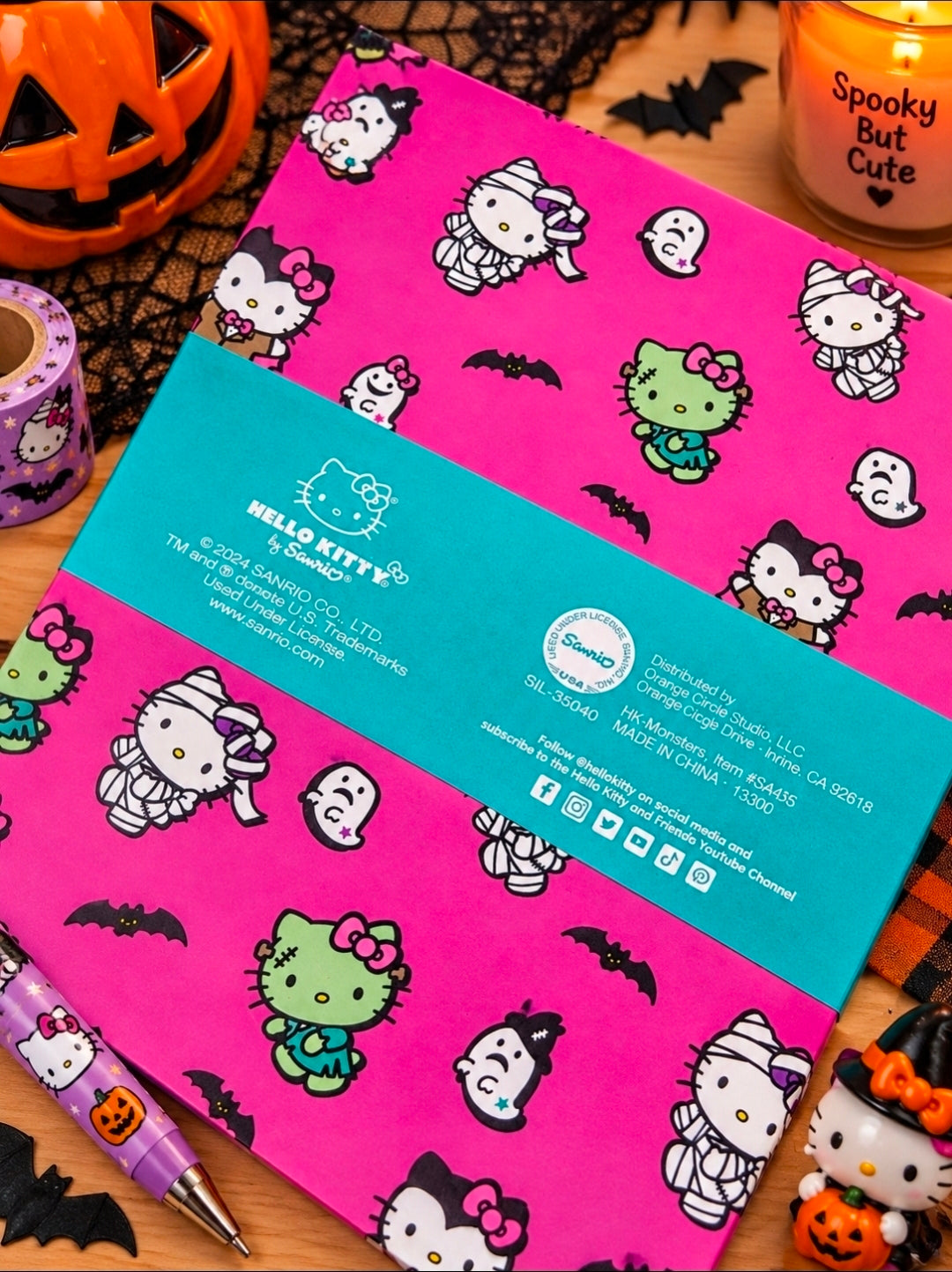 Hello Kitty HK Monsters 150-Sheet Lined Desk Pad Halloween Hot Pink