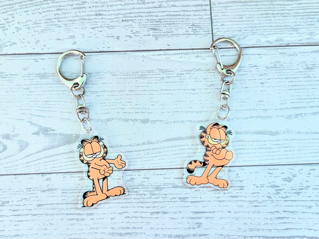 Garfield 2pc Acrylic Keychain Set Classic Old School Sassy Standing Pose