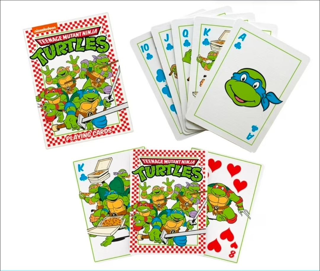 Teenage Mutant Ninja Turtles playing cards deck with cartoon turtles and suit cards