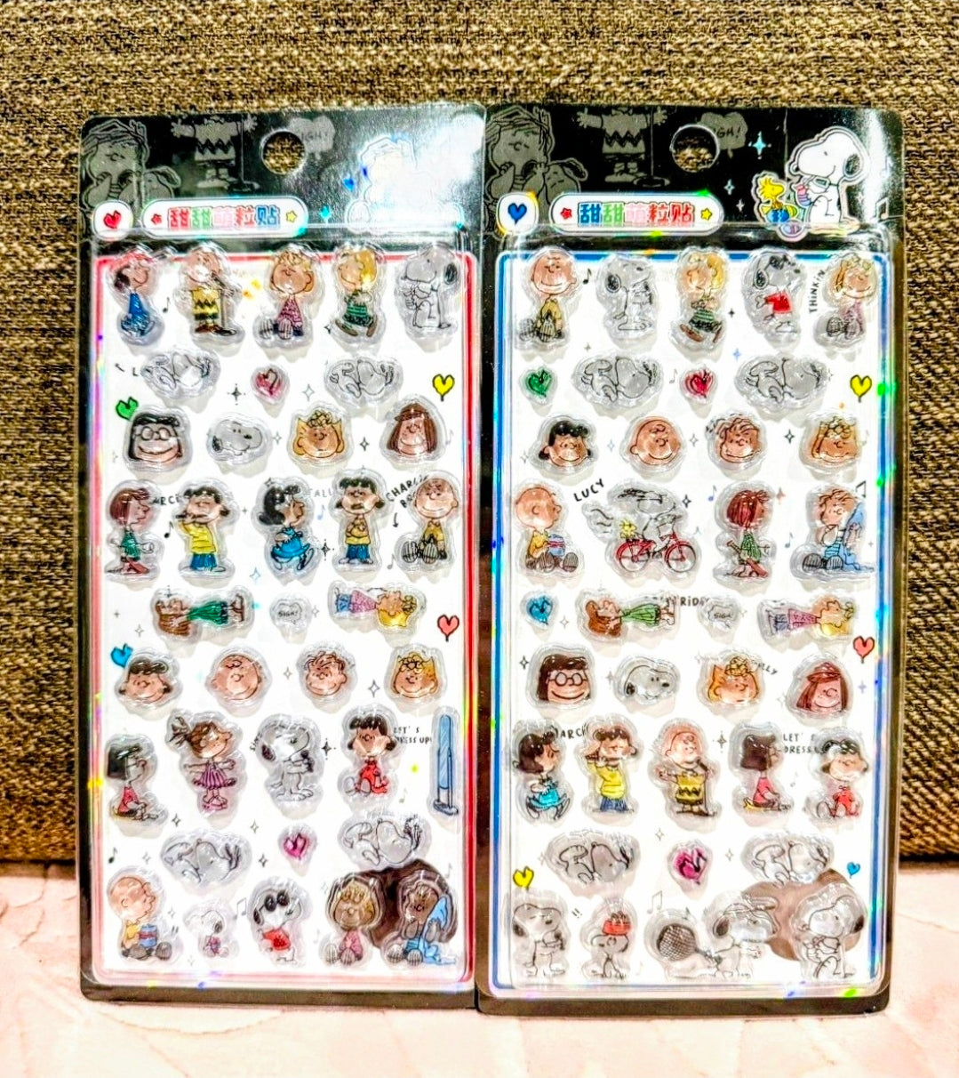 Peanuts Snoopy Charlie Brown Gang Bonbon Drop 3D Sticker Sheet