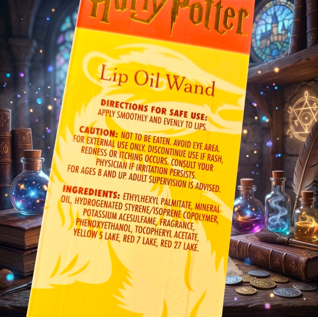 Harry Potter 4-Piece Hogwarts House Lip Oil Wand Set Centric Beauty Cruelty-Free