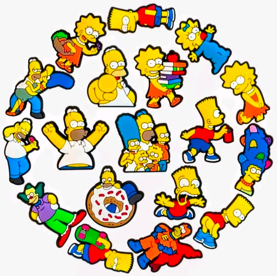 Simpsons shoe bag charms set, assorted colorful character pins