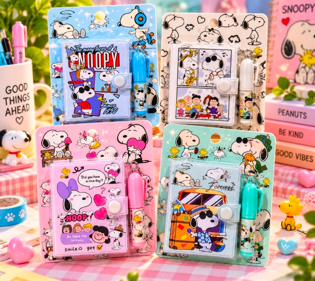 Snoopy Mini Puffy Jacket Notebook with Matching Keychain Pen