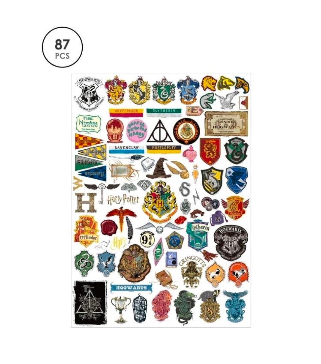 Harry Potter Vinyl Sticker Pack 87pc Wizarding World Hogwarts Houses Decals Gryffindor Slytherin Hufflepuff Ravenclaw
